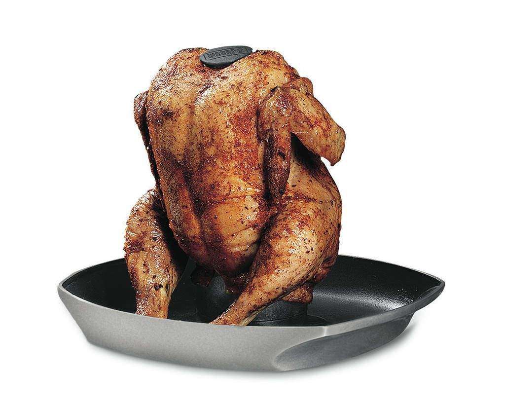 30,3 x 3,9 cm BURNHARD Supporto di Cottura per Pollo in Acciaio Inox Spazzolato Rostiera per Pollo con Contenitore per Aromi Rimovibile Accessorio per Il Vostro Barbecue 